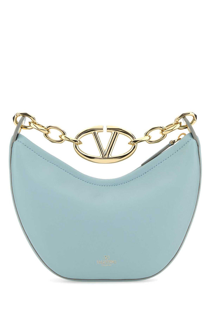 Valentino Garavani Women Light Blue Leather Mini Hobo Vlogo Moon Handbag