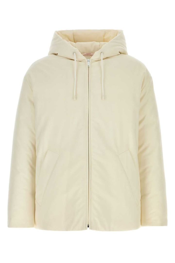 Valentino Garavani Men Ivory Wool Blend Padded Jacket