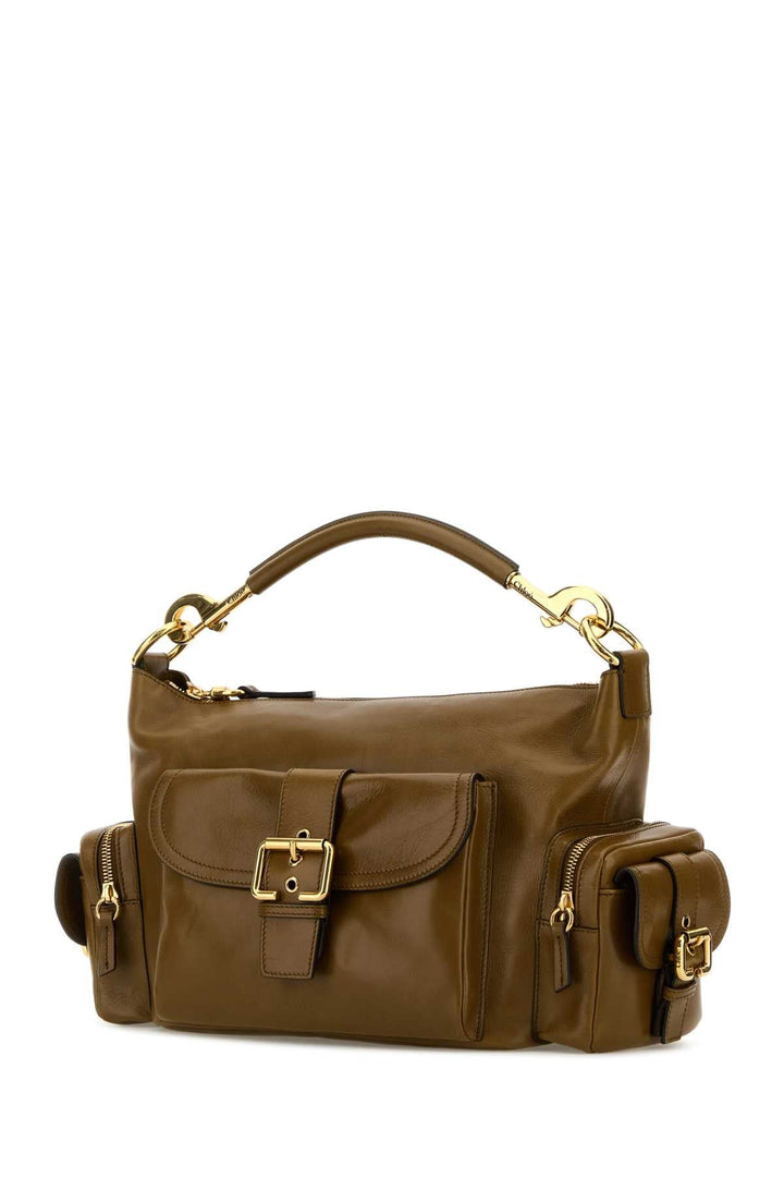 Chloe Women Khaki Leather Camera Bag Handbag