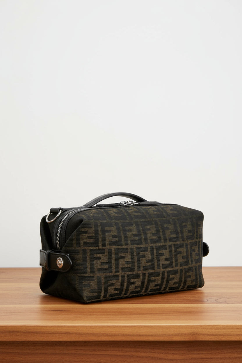 Black patterned bag on a white background