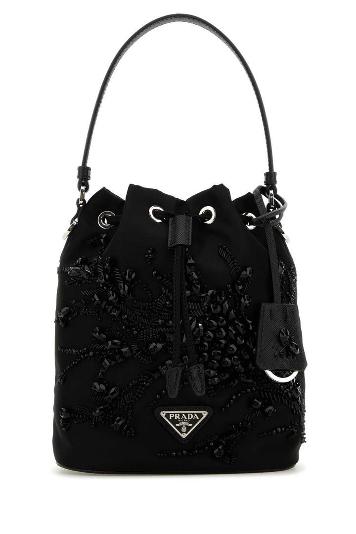 Prada Women Black Nylon Bucket Bag