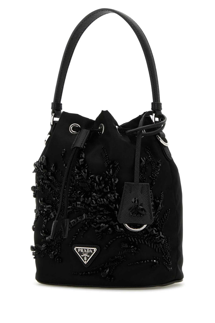 Prada Women Black Nylon Bucket Bag
