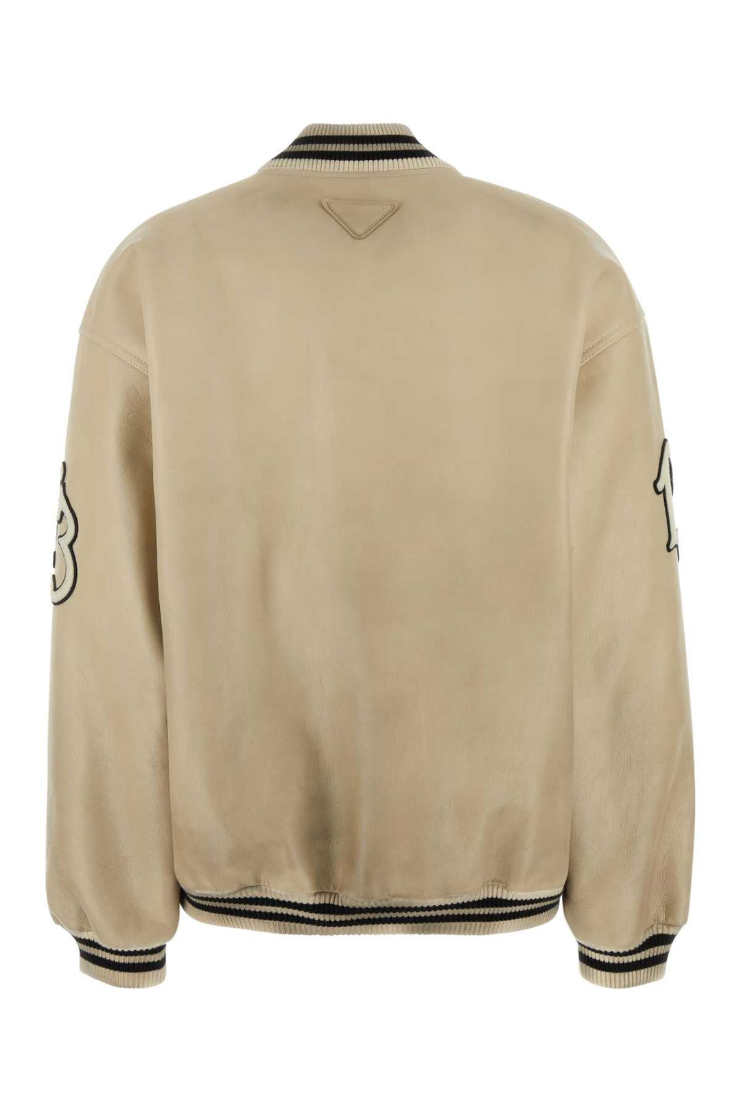 Prada Women Ivory Leather Bomber Jacket