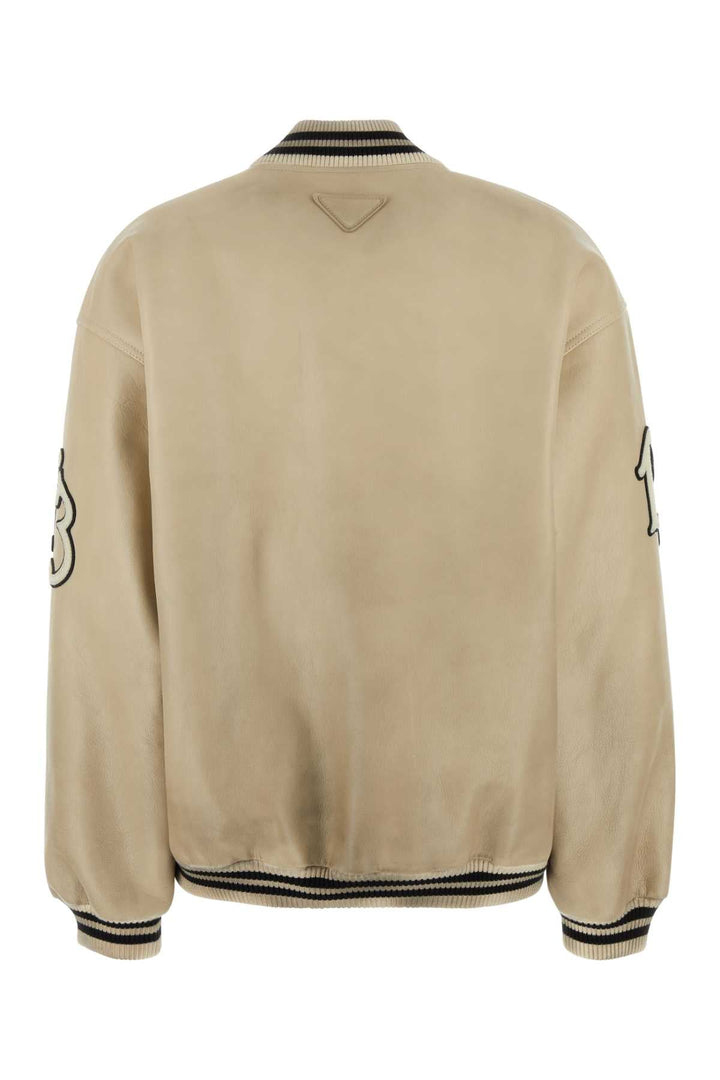 Prada Women Ivory Leather Bomber Jacket