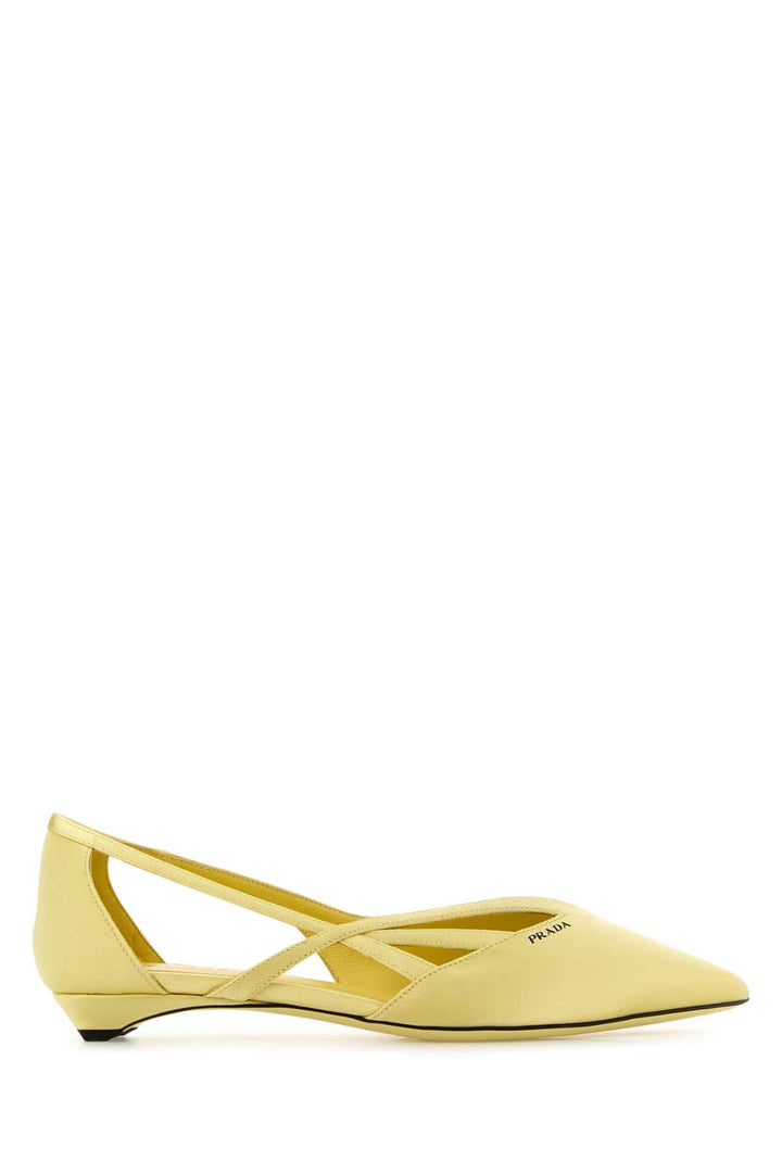 Prada Women Pastel Yellow Satin Ballerinas