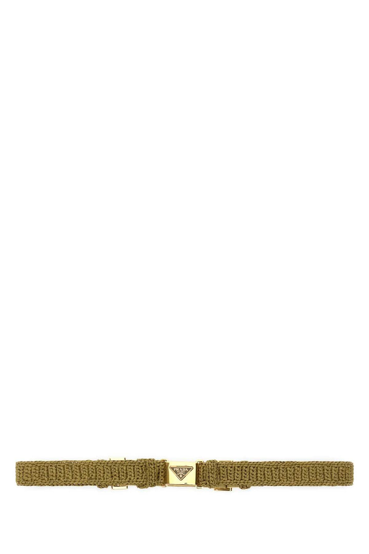 Prada Women Khaki Raffia Belt