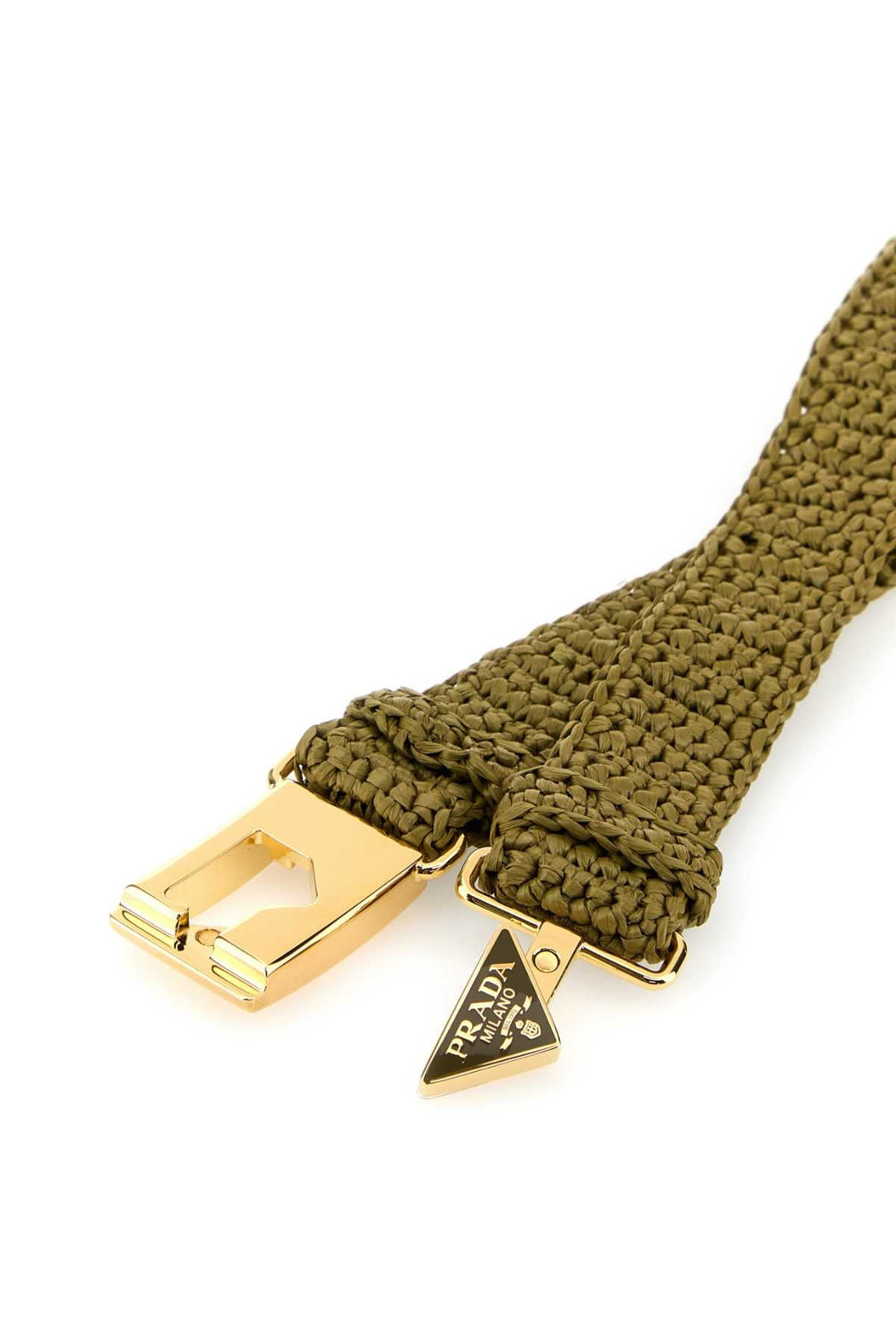 Prada Women Khaki Raffia Belt