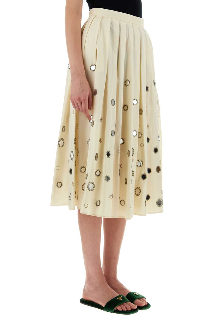 Prada Women Cream Cotton Skirt
