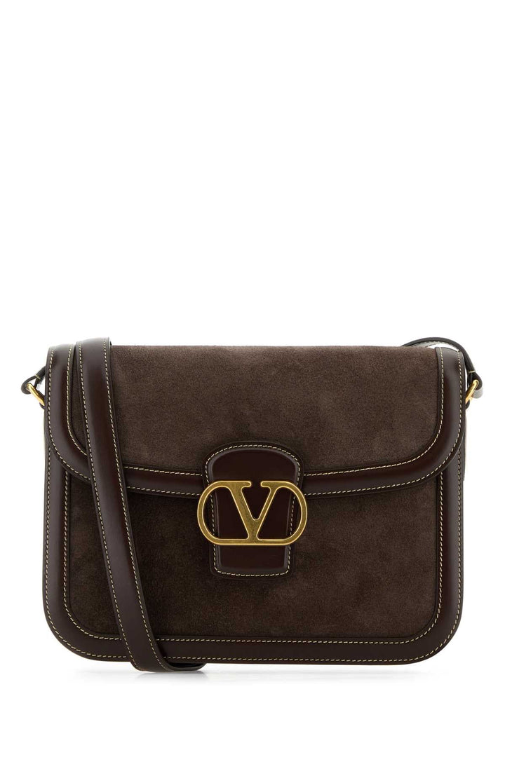 Valentino Garavani Women Brown Suede And Leather 9To5 Shoulder Bag