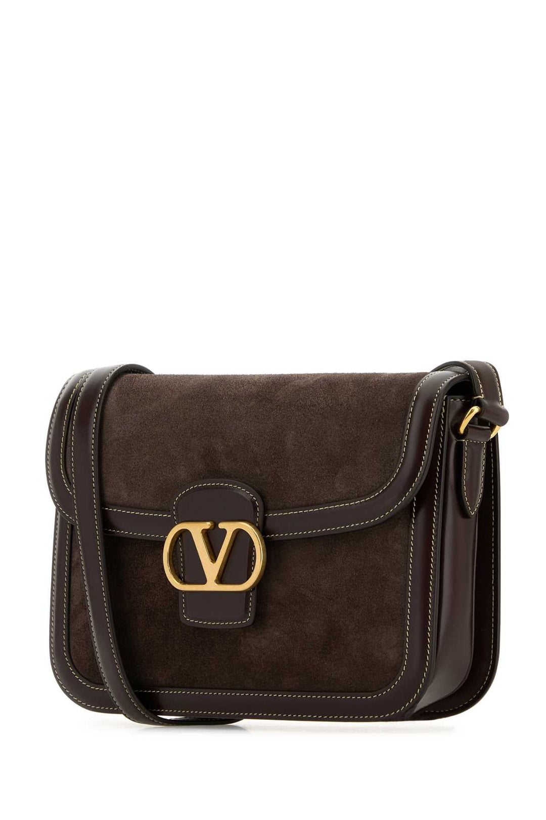 Valentino Garavani Women Brown Suede And Leather 9To5 Shoulder Bag