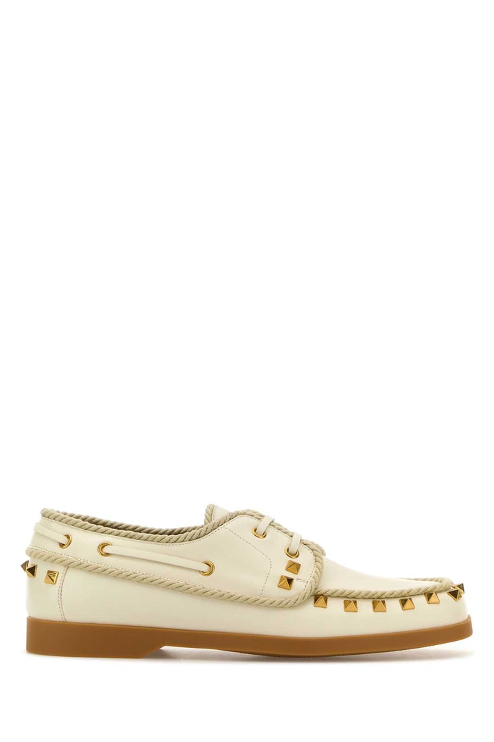Valentino Garavani Women Ivory Leather Lace-Up Shoes