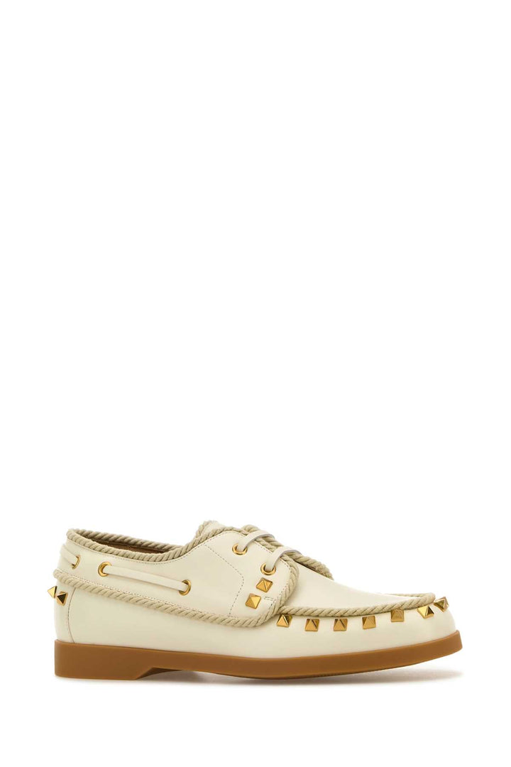 Valentino Garavani Women Ivory Leather Lace-Up Shoes