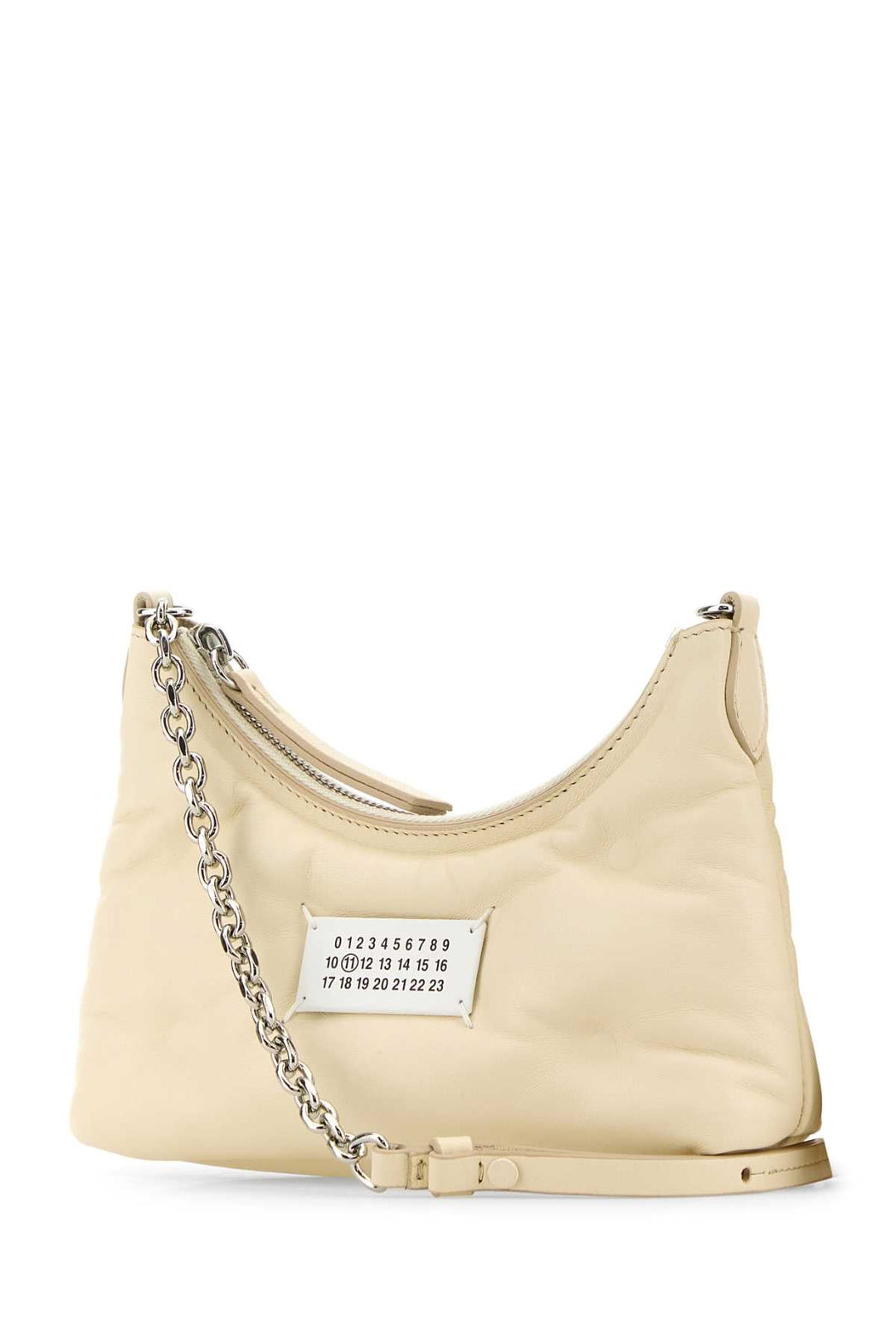 Maison Margiela Women Ivory Nappa Leather Micro Glam Slam Hobo Shoulder Bag