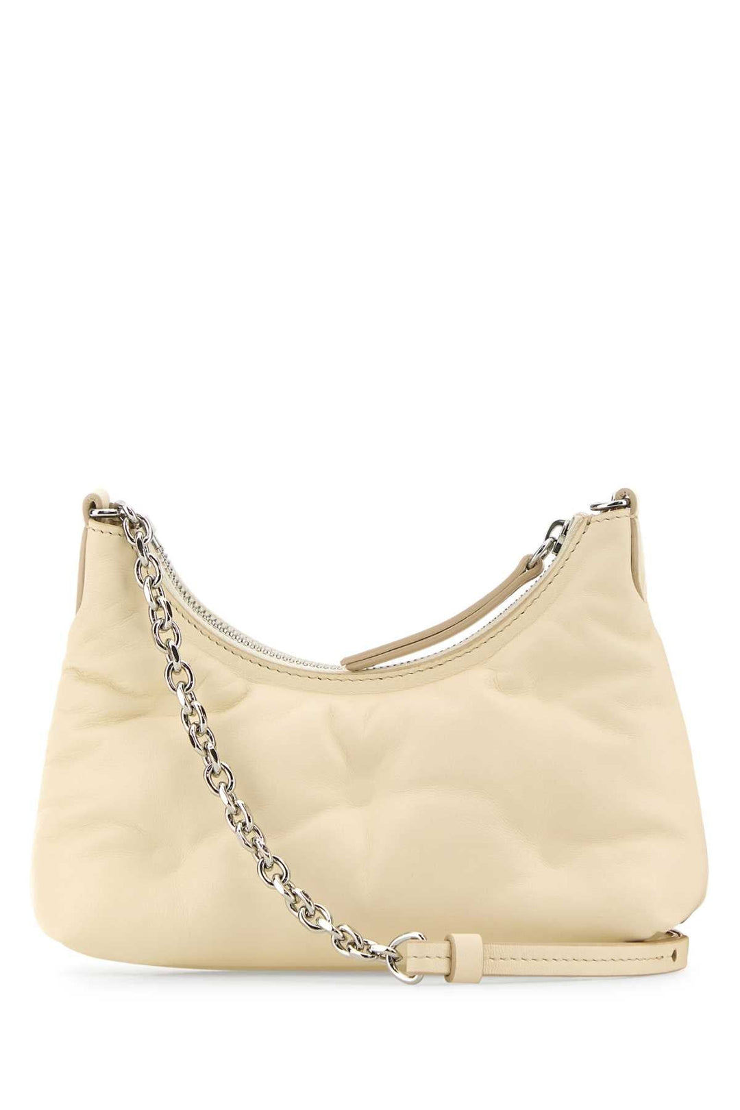 Maison Margiela Women Ivory Nappa Leather Micro Glam Slam Hobo Shoulder Bag