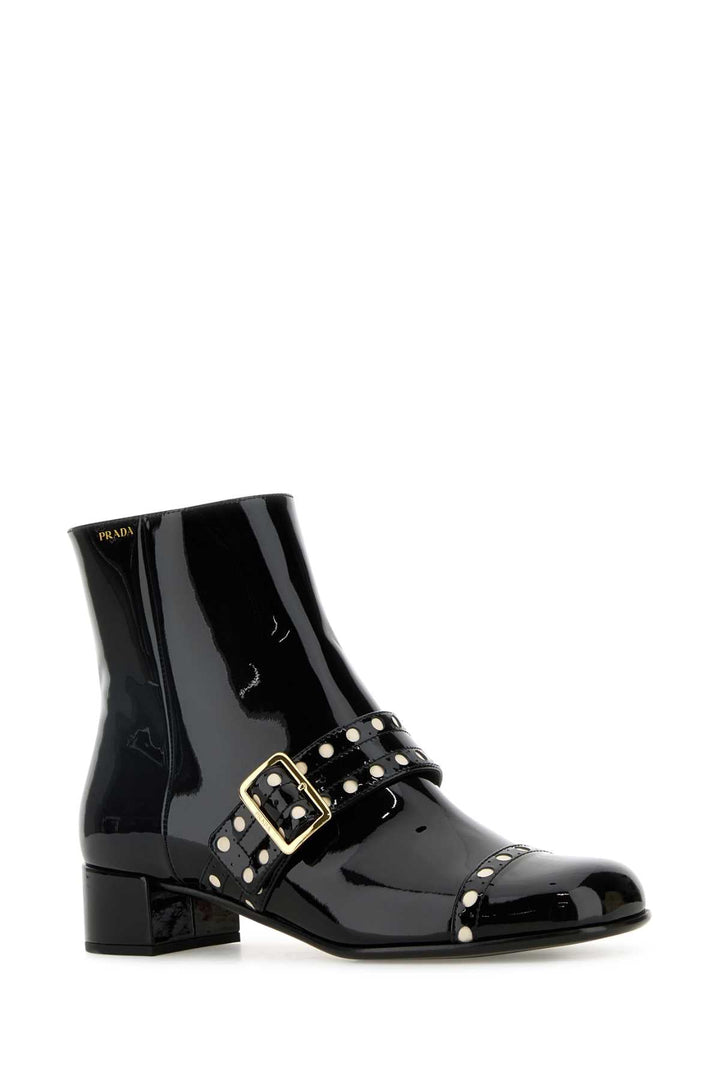 Prada Women Black Leather Ankle Boots