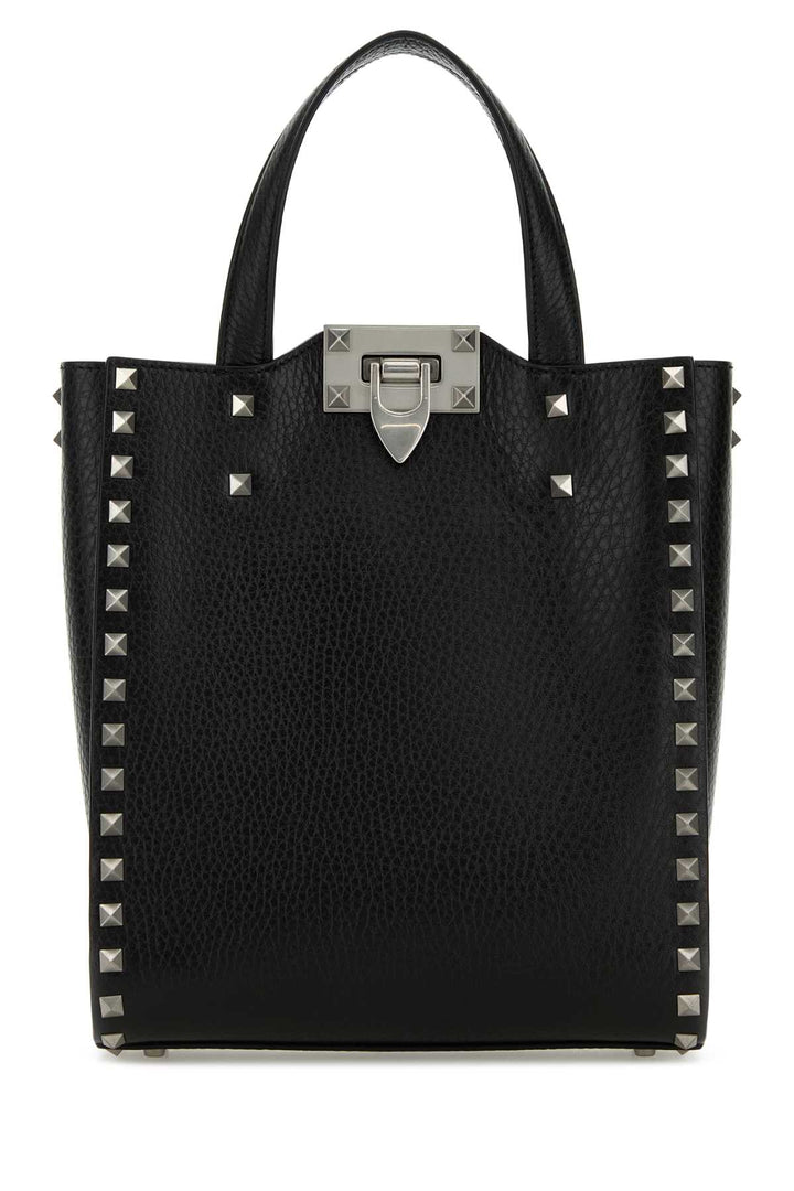 Valentino Garavani Men Black Leather Rockstud Handbag