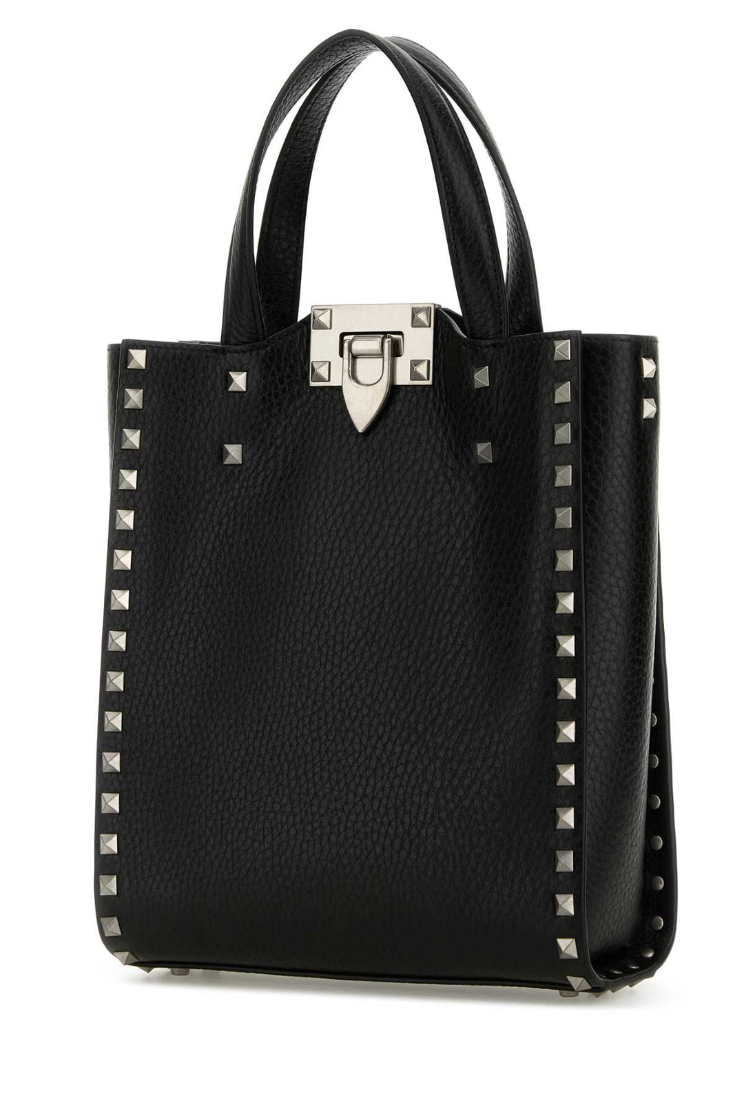 Valentino Garavani Men Black Leather Rockstud Handbag