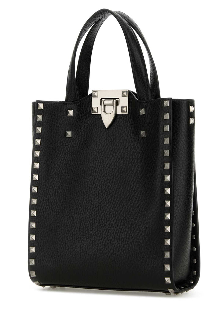 Valentino Garavani Men Black Leather Rockstud Handbag