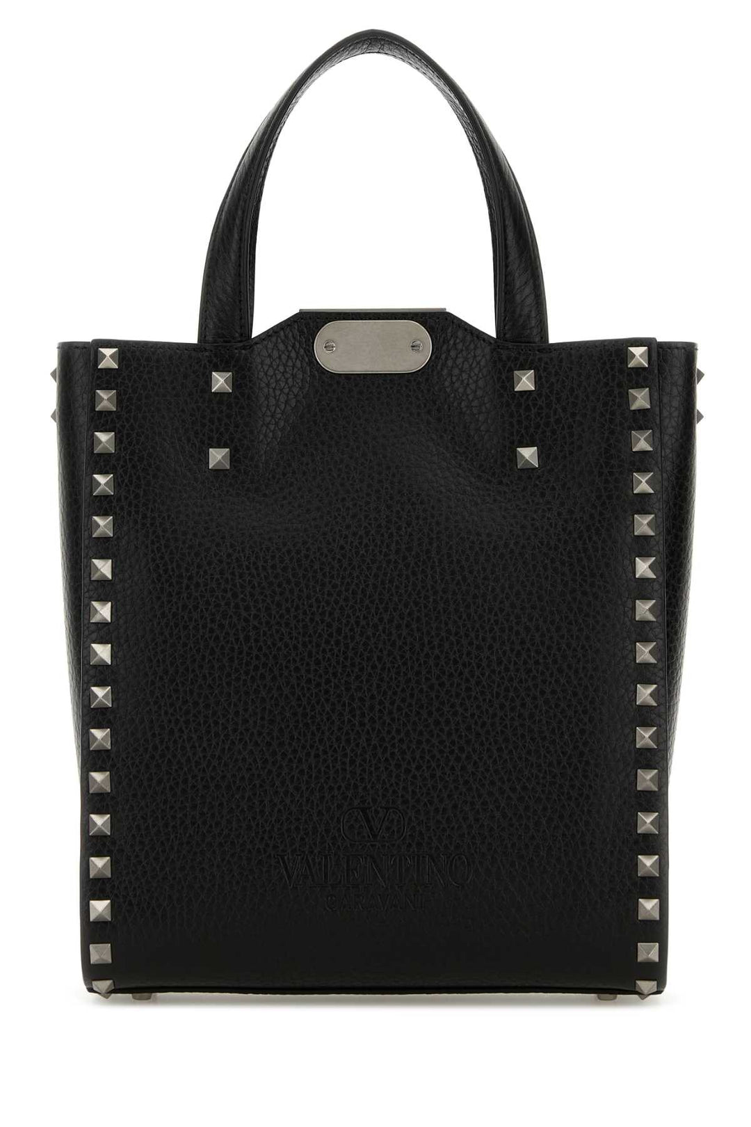 Valentino Garavani Men Black Leather Rockstud Handbag