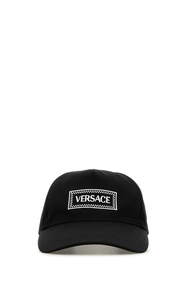 Versace Men Black Cotton Baseball Cap