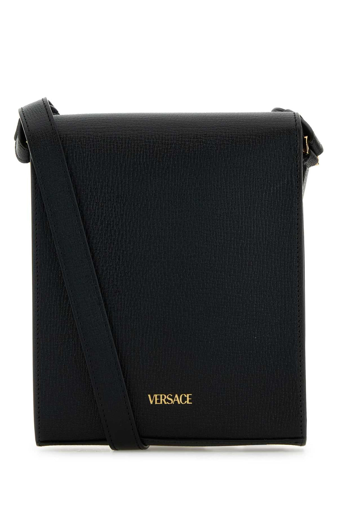 Versace Men Black Leather Medusa Biggie Crossbody Bag