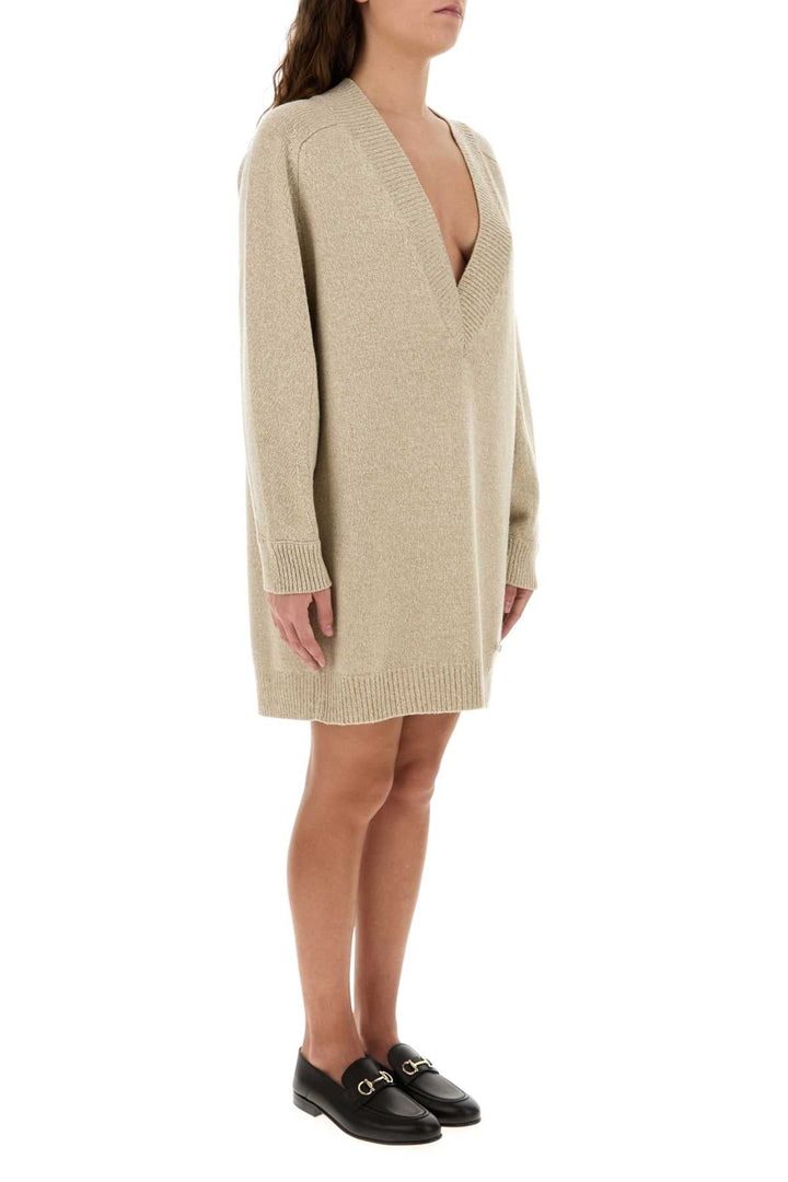 Versace Women Melange Beige Wool Blend Sweater Dress