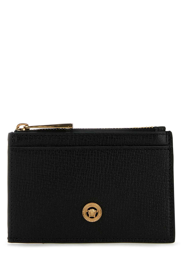 Versace Men Black Leather Card Holder