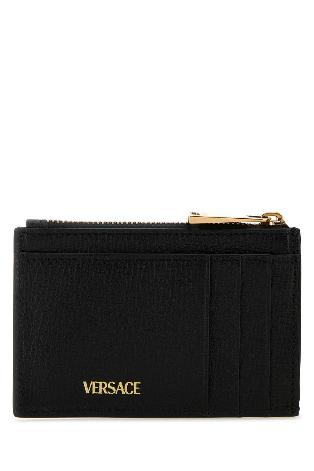 Versace Men Black Leather Card Holder