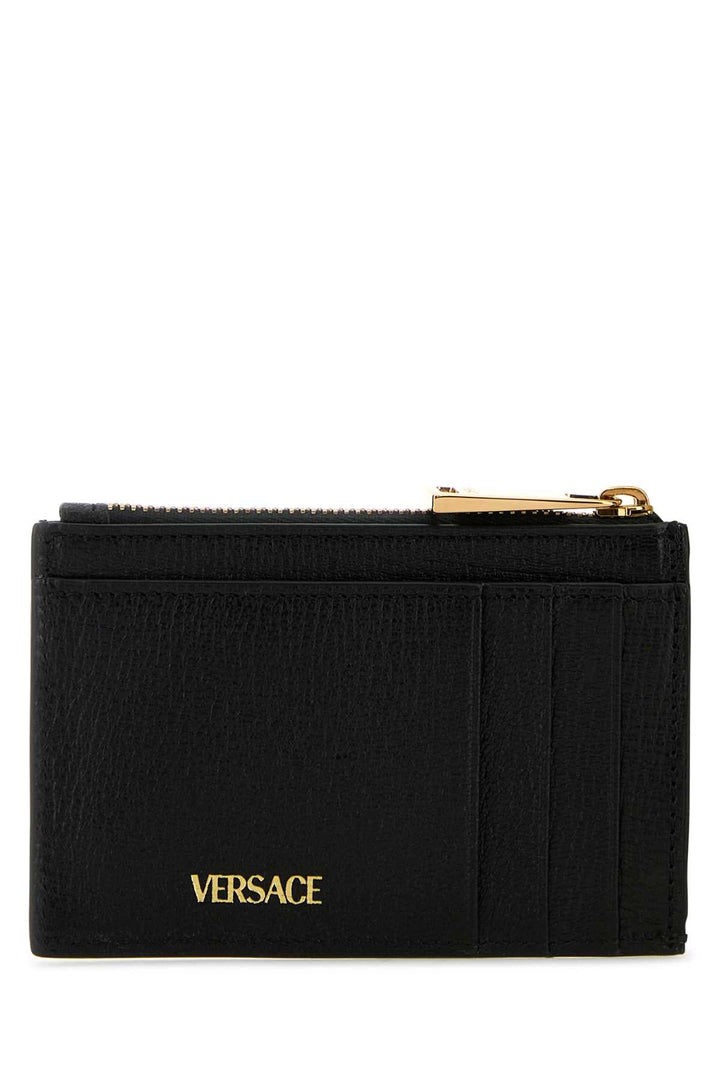 Versace Men Black Leather Card Holder