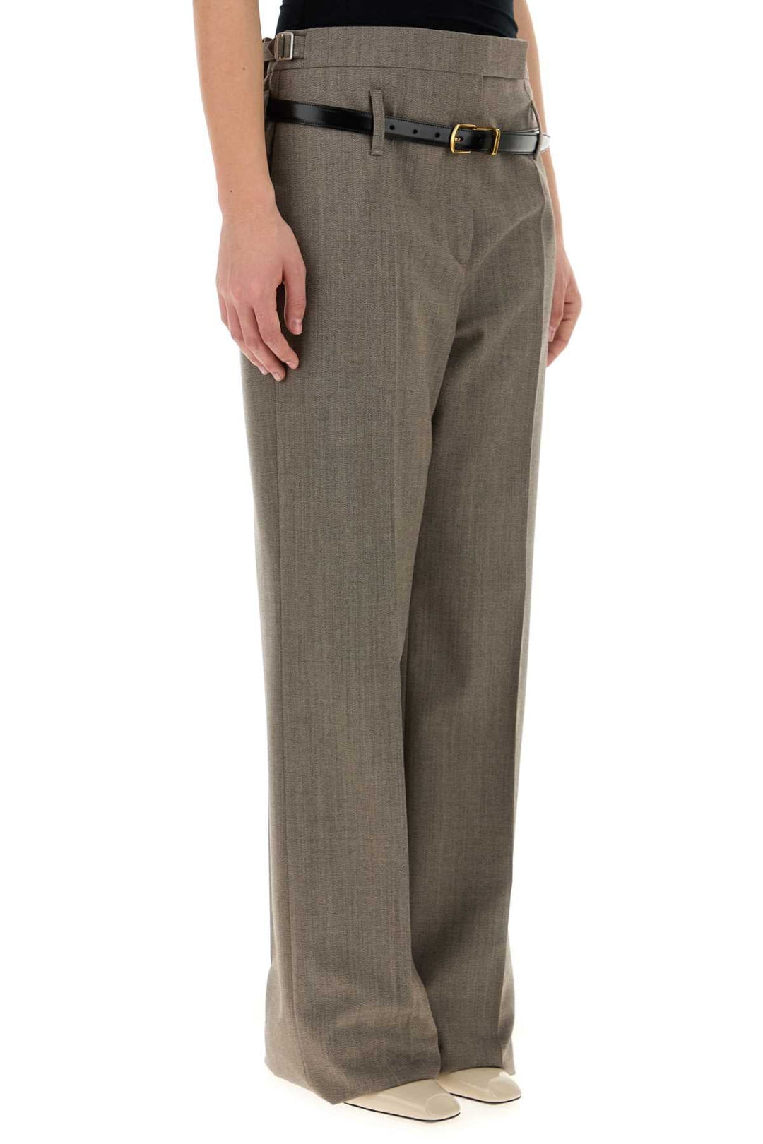 Prada Women Dove Grey Wool Blend Pant