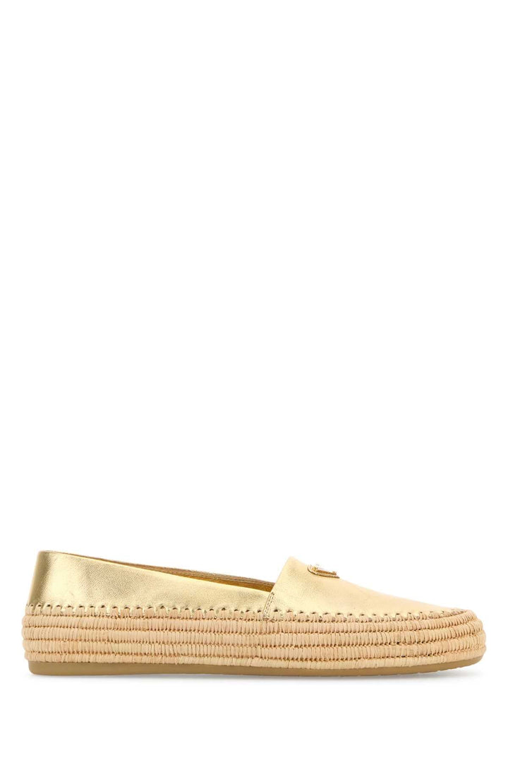 Prada Women Gold Leather Espadrilles