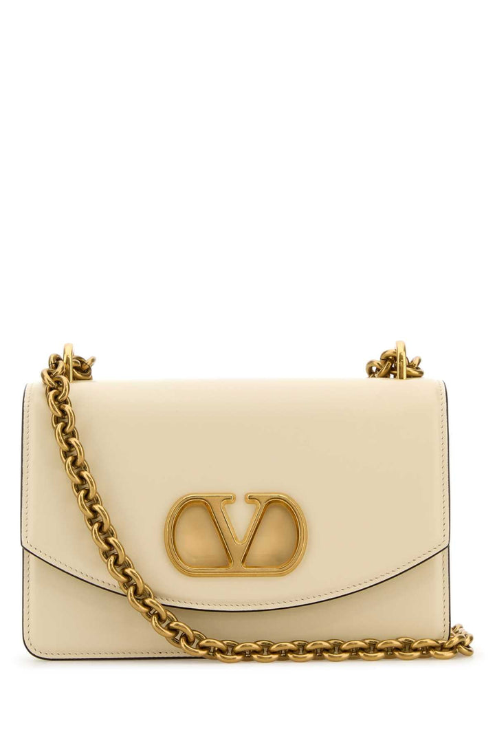 Valentino Garavani Women Ivory Leather Vlogo Signature Shoulder Bag