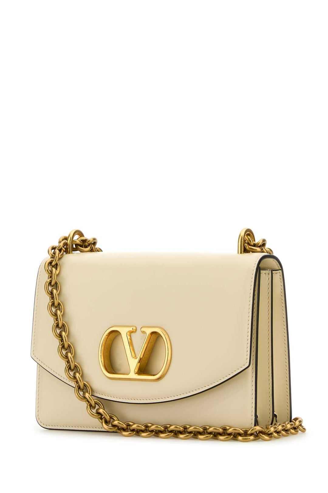 Valentino Garavani Women Ivory Leather Vlogo Signature Shoulder Bag