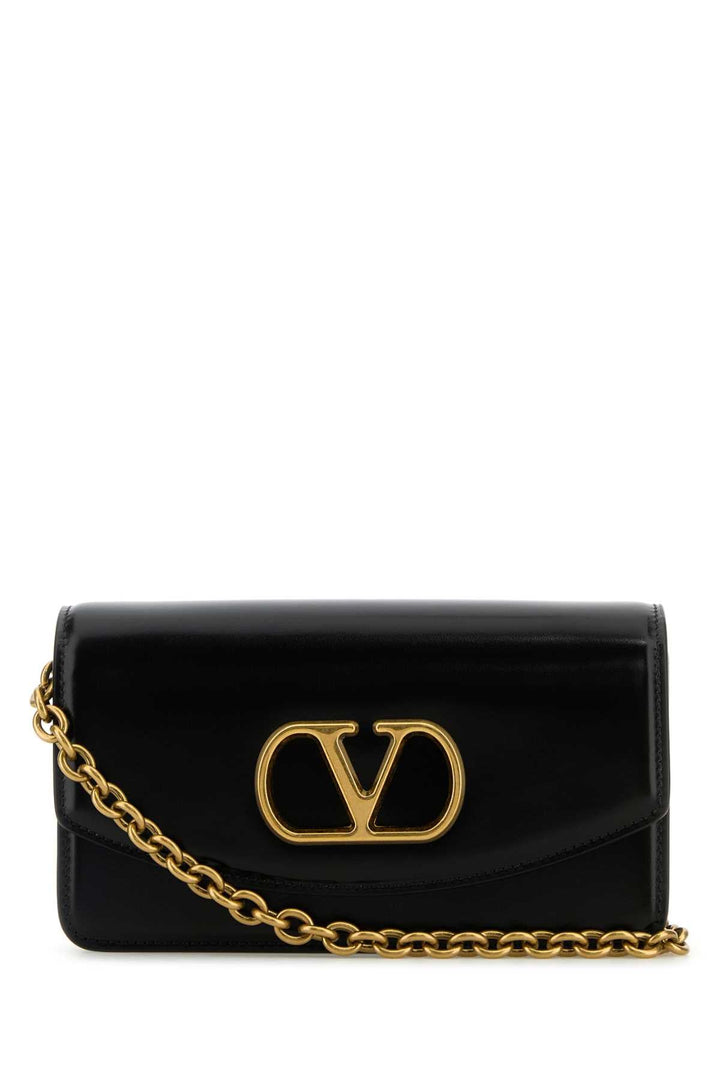 Valentino Garavani Women Black Leather Vlogo Signature Shoulder Bag
