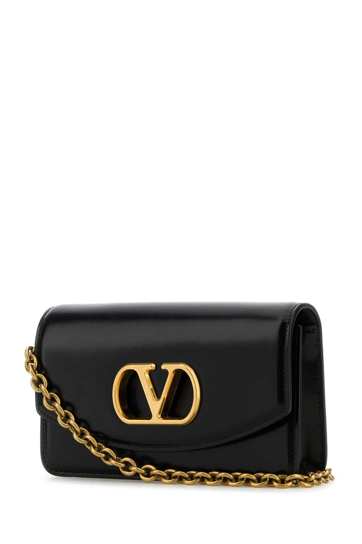 Valentino Garavani Women Black Leather Vlogo Signature Shoulder Bag