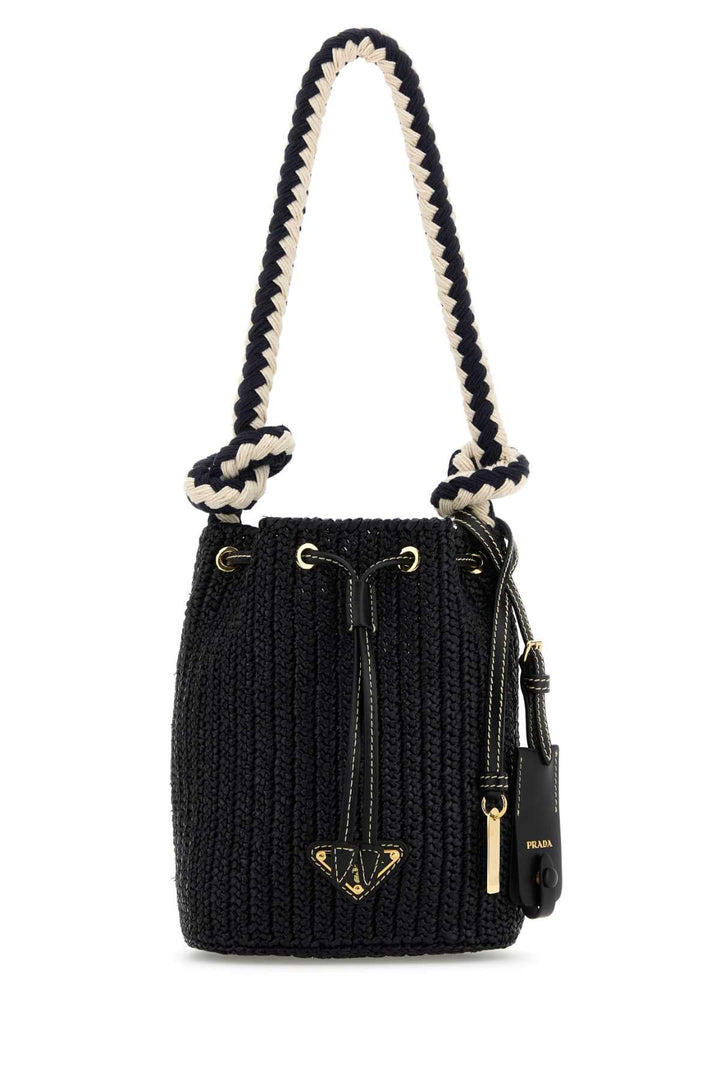 Prada Women Black Crochet Mini Bucket Bag