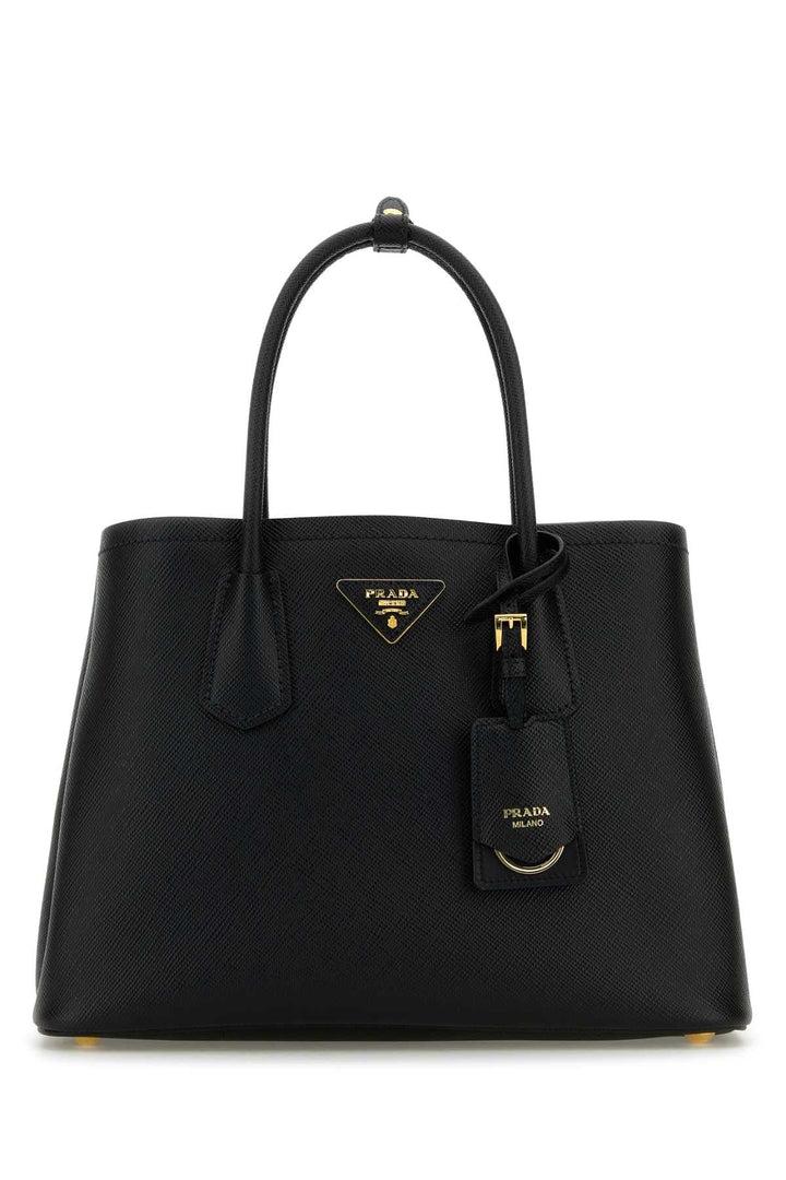 Prada Women Black Leather Small Double Handbag