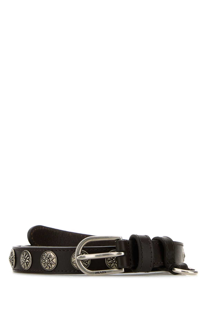 Prada Women Chocolate Leather Belt