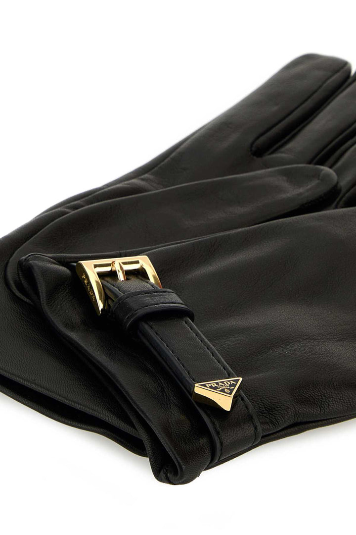 Prada Women Black Nappa Leather Gloves