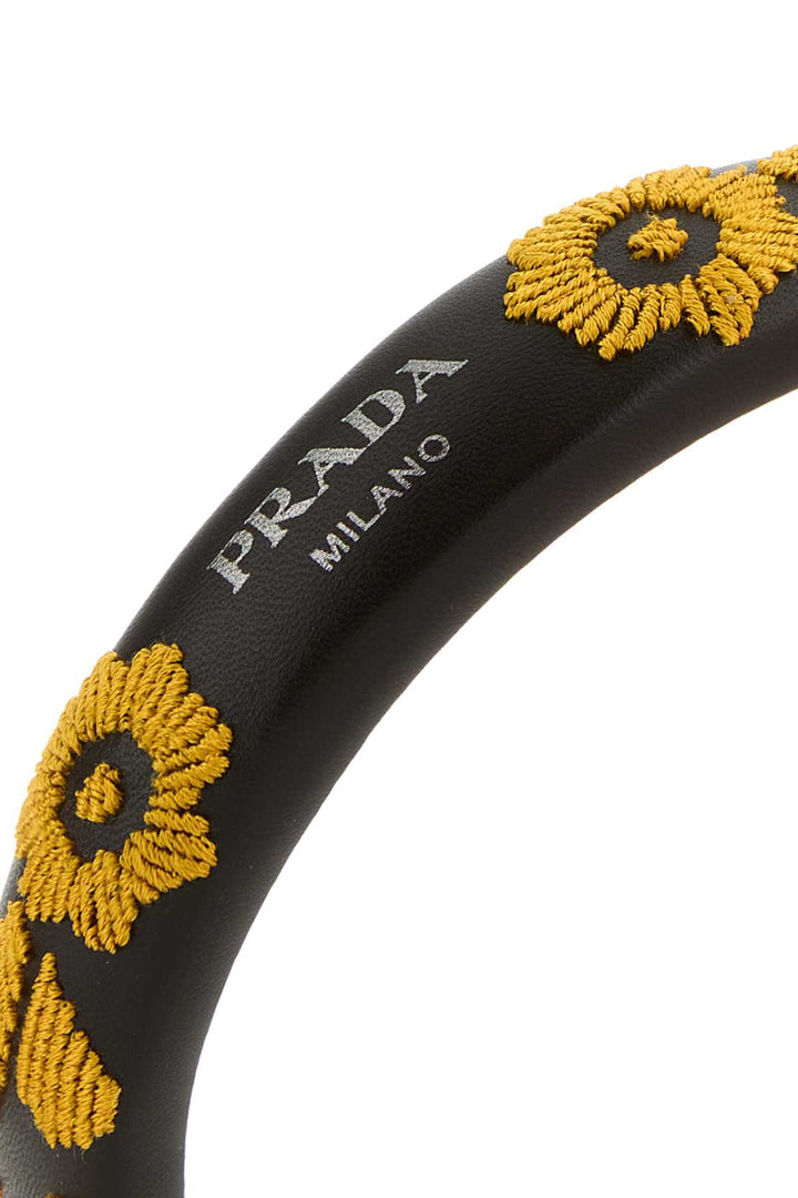 Prada Women Brown Nappa Leather Hairband