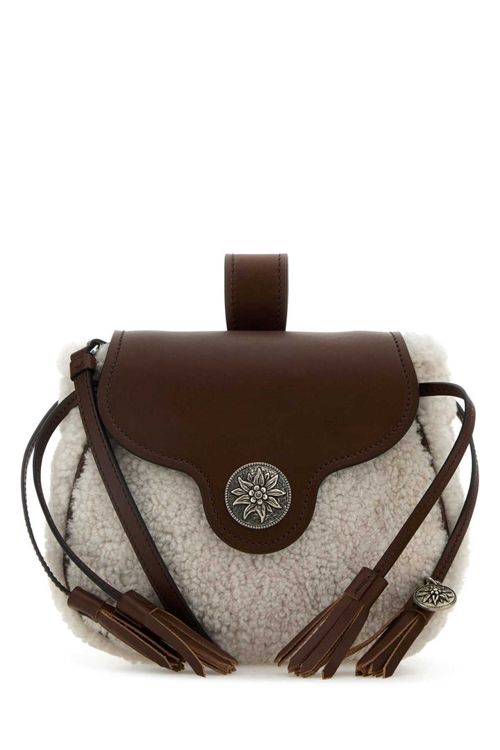 Prada Women Sand Shearling Crossbody Bag
