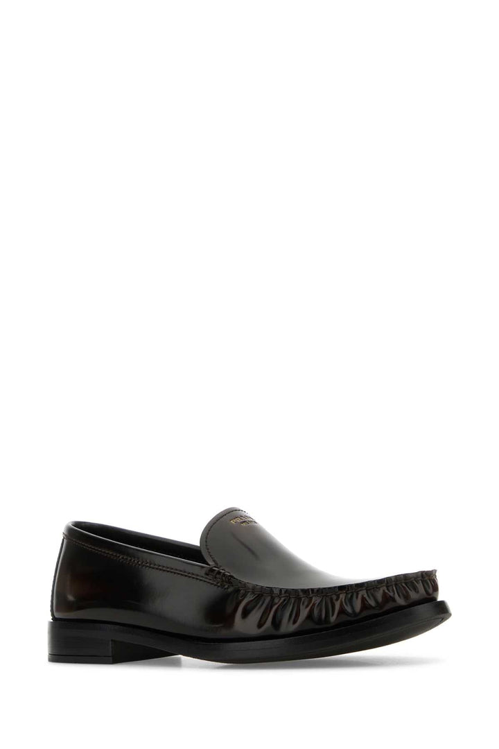 Prada Women Dark Brown Leather Loafers