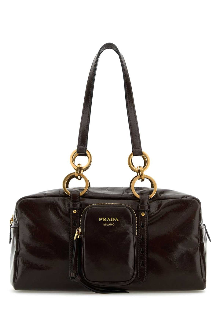 Prada Women Brown Leather Handbag