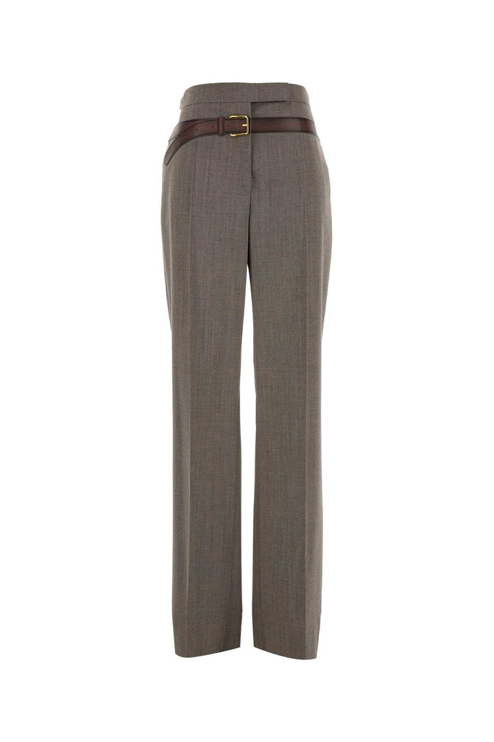 Prada Women Melange Cappuccino Tech Wool Pant