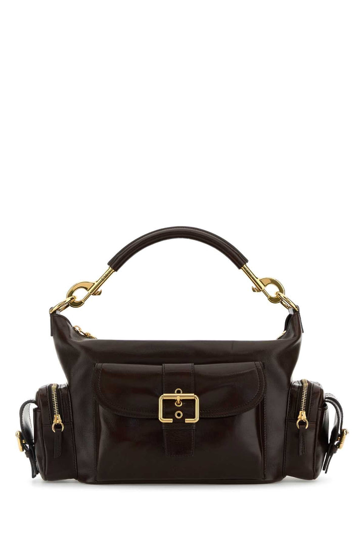 Chloe Women Chocolate Leather Camera Bag Handbag