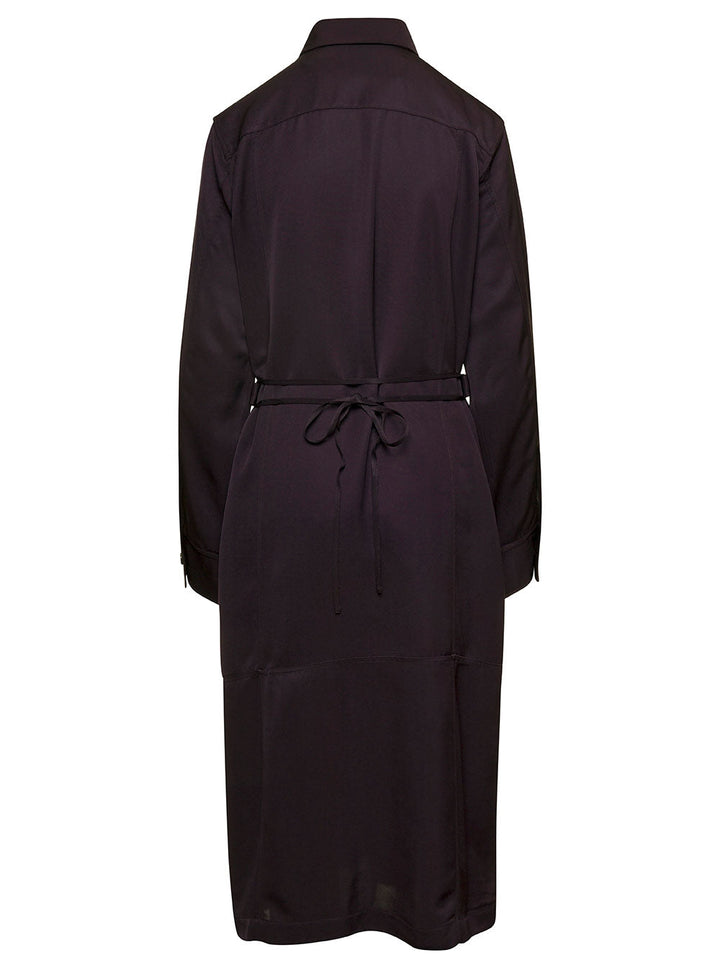 Jil Sander Women Brown Belted Coat With Classic Collar In Viscose Twill Woman