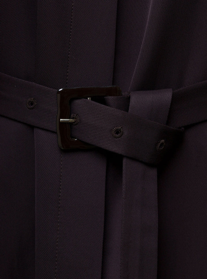 Jil Sander Women Brown Belted Coat With Classic Collar In Viscose Twill Woman