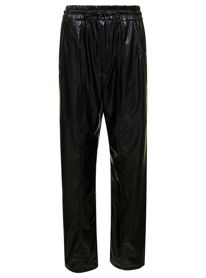 Isabel Marant Etoile Women 'Brina' Black Pants With Drawstring Closure In Shiny Faux Leather Woman