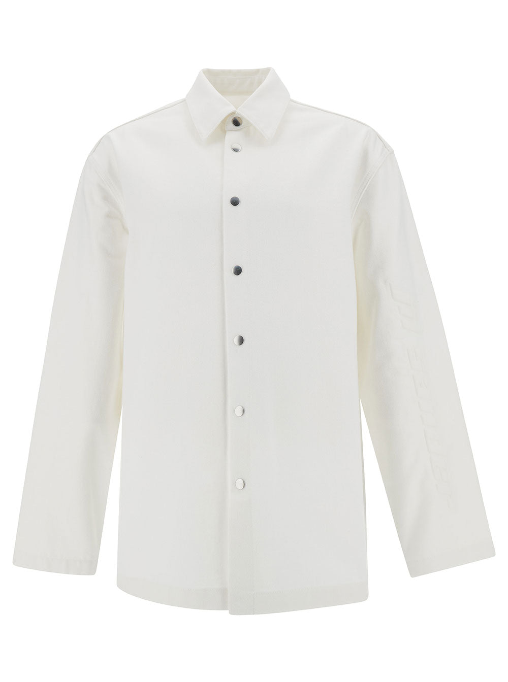 Jil Sander Men White Shirt With Embossed Logo In Denim Man