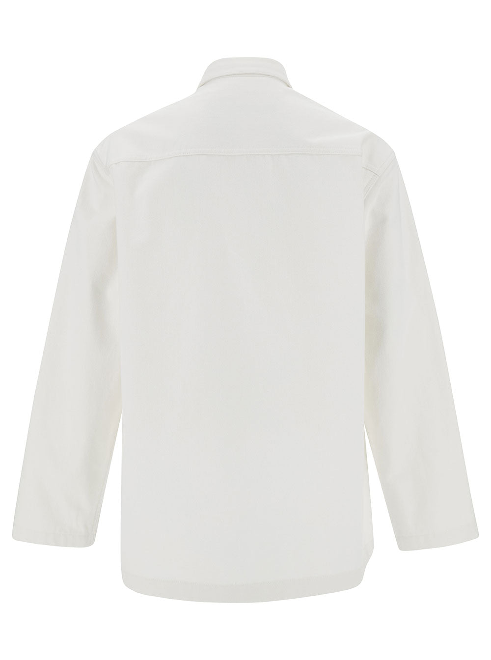 Jil Sander Men White Shirt With Embossed Logo In Denim Man